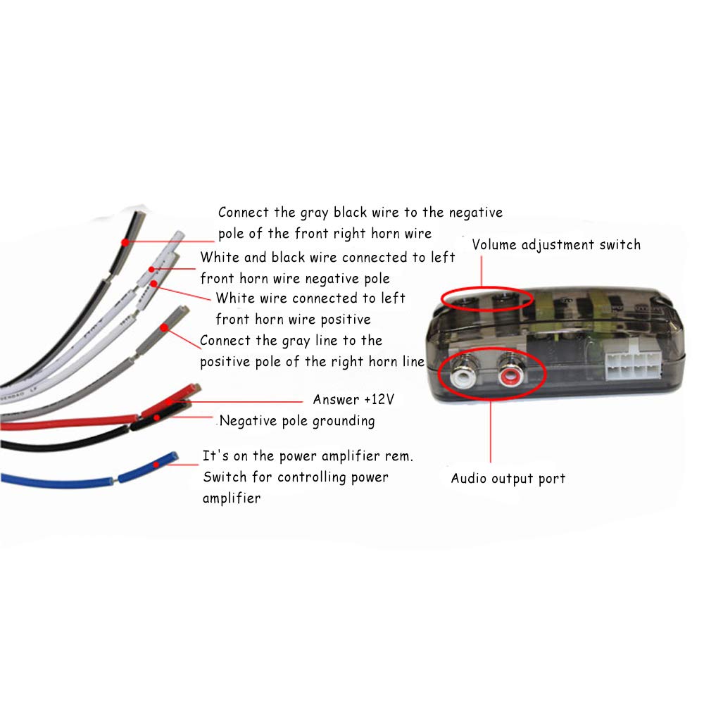 Acxico 1Pcs Car Stereo to RCA Speaker Wire Line Converter Output Adapter High to Low Line Speaker Level Converter High/Low Rotate