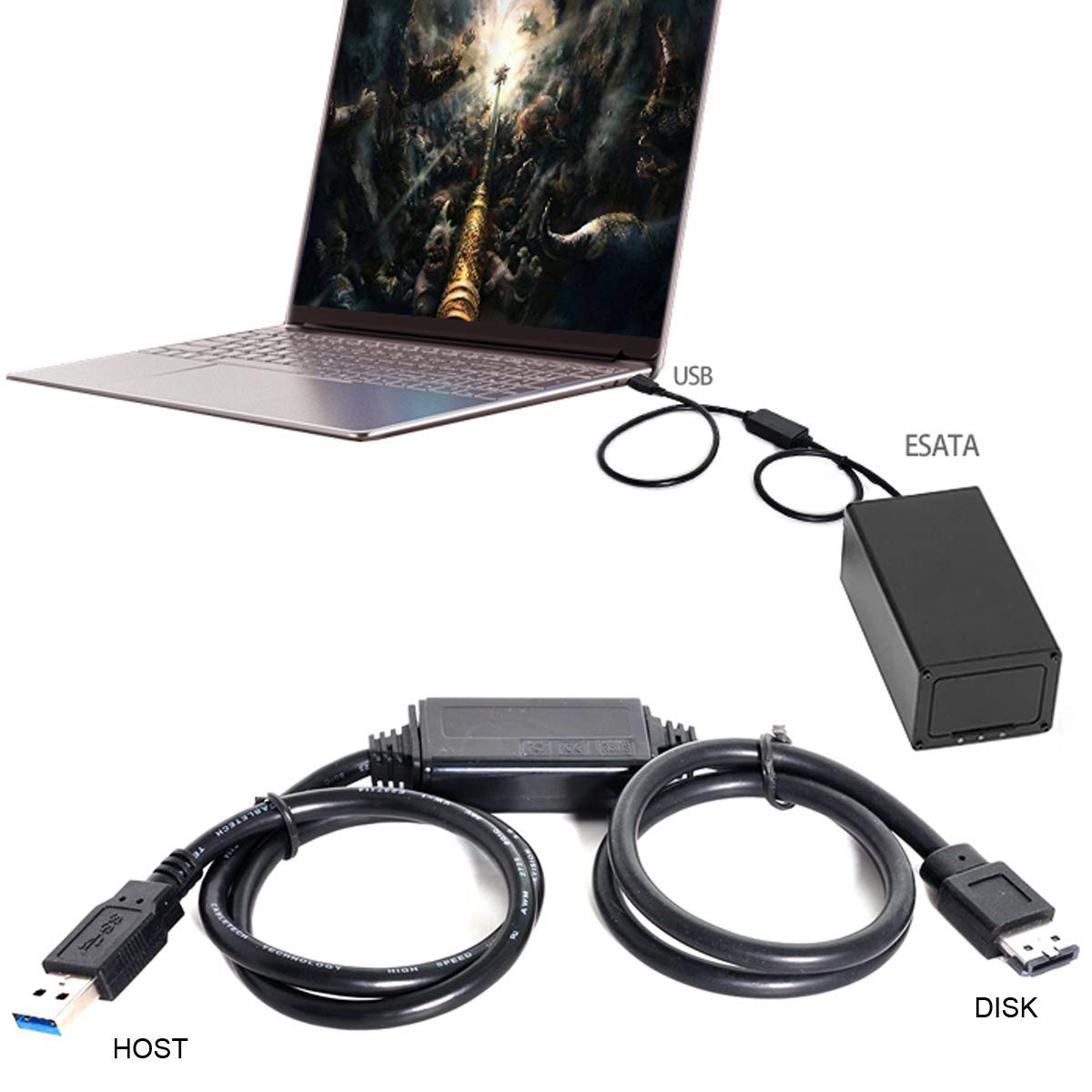cablecc USB 3.0 to Power Over eSATA DC5V Adapter USB2.0 to HDD/SSD/ODD eSATAp Converter