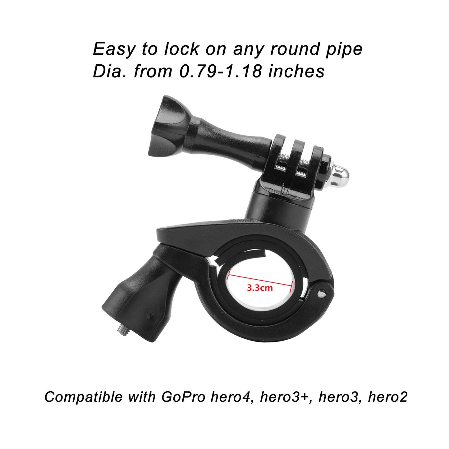Bike Camera Mount, Floor88 Motorcycle Bicycle Bike Handlebar Mount Seat Post Ski Pole Holder 360 Degree Rotation and Lock Any Direction Compatible