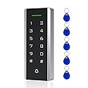 Door Access Control System, 125KHz Proximity ID Card Access Control Keypad Support 1000 Users ID Card Reader Digital Keypad + 5PCS Keychains for Entry