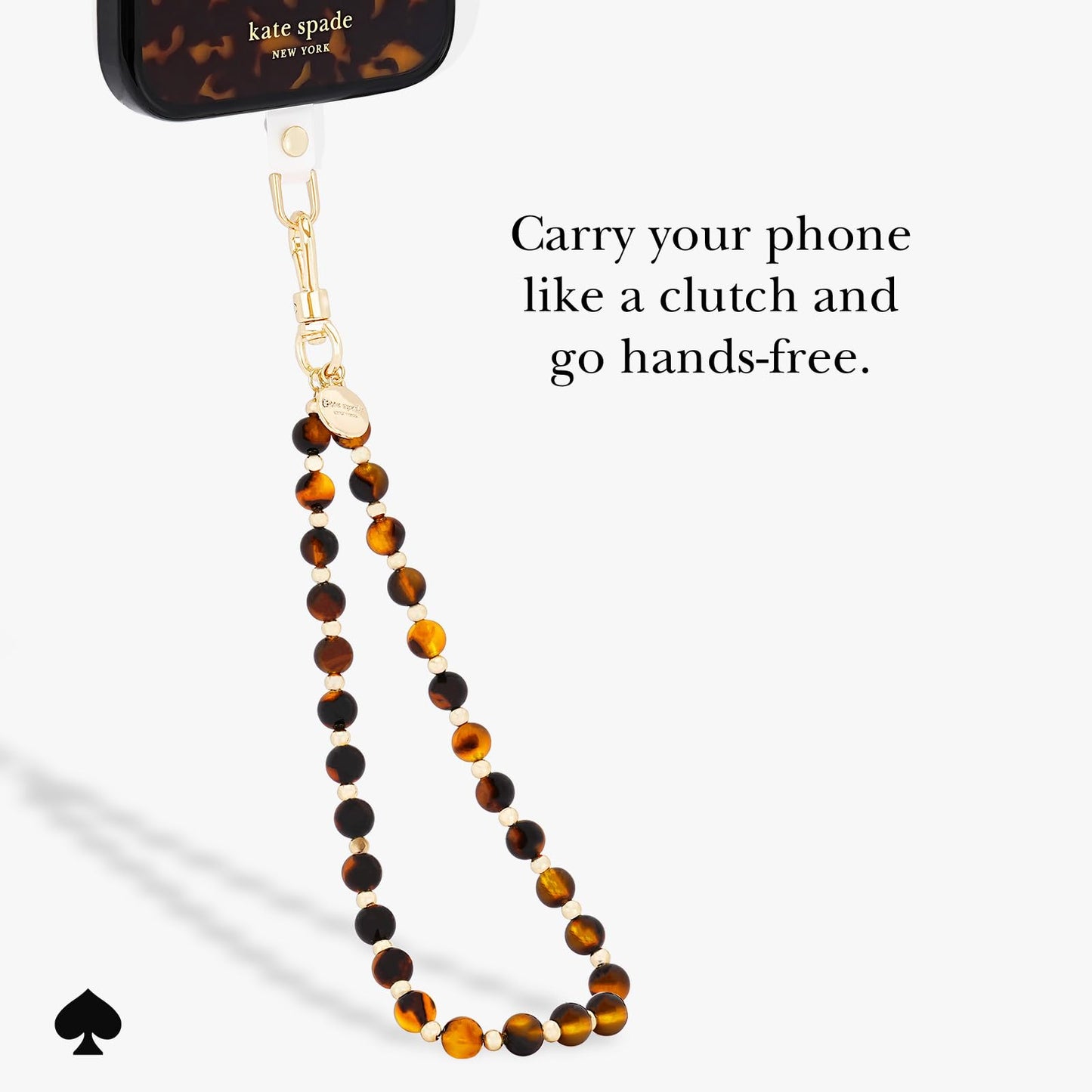 kate spade new york Phone Charm Wrist Strap - Detachable Anchor Card Cell Phone Lanyard - Tortoise Bead