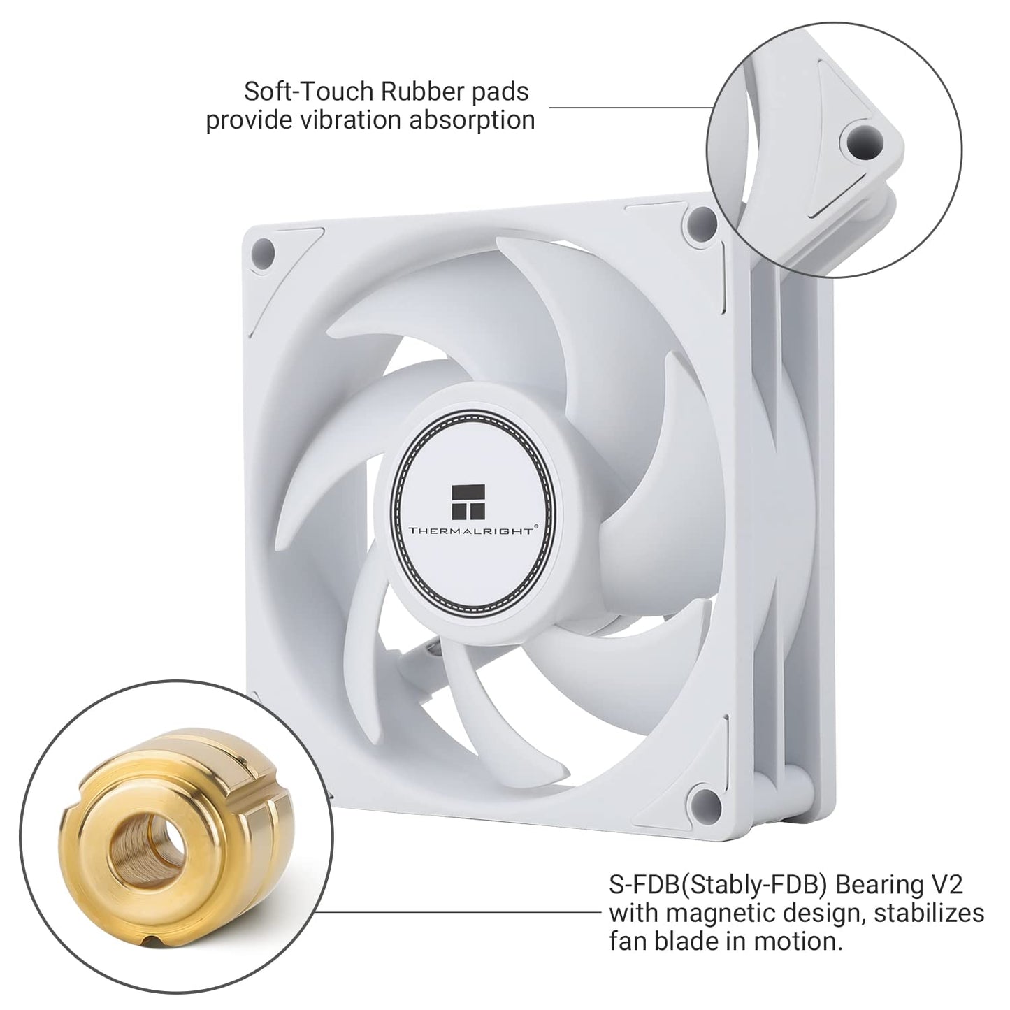 Thermalright TL-B8W CPU Fan, Computer Case Cooling Quiet 4pin PWM Fan, 80mm Silent PC Cooling, wtih 2200RPM Speed, Low Noise 24dba, Desktop CPU
