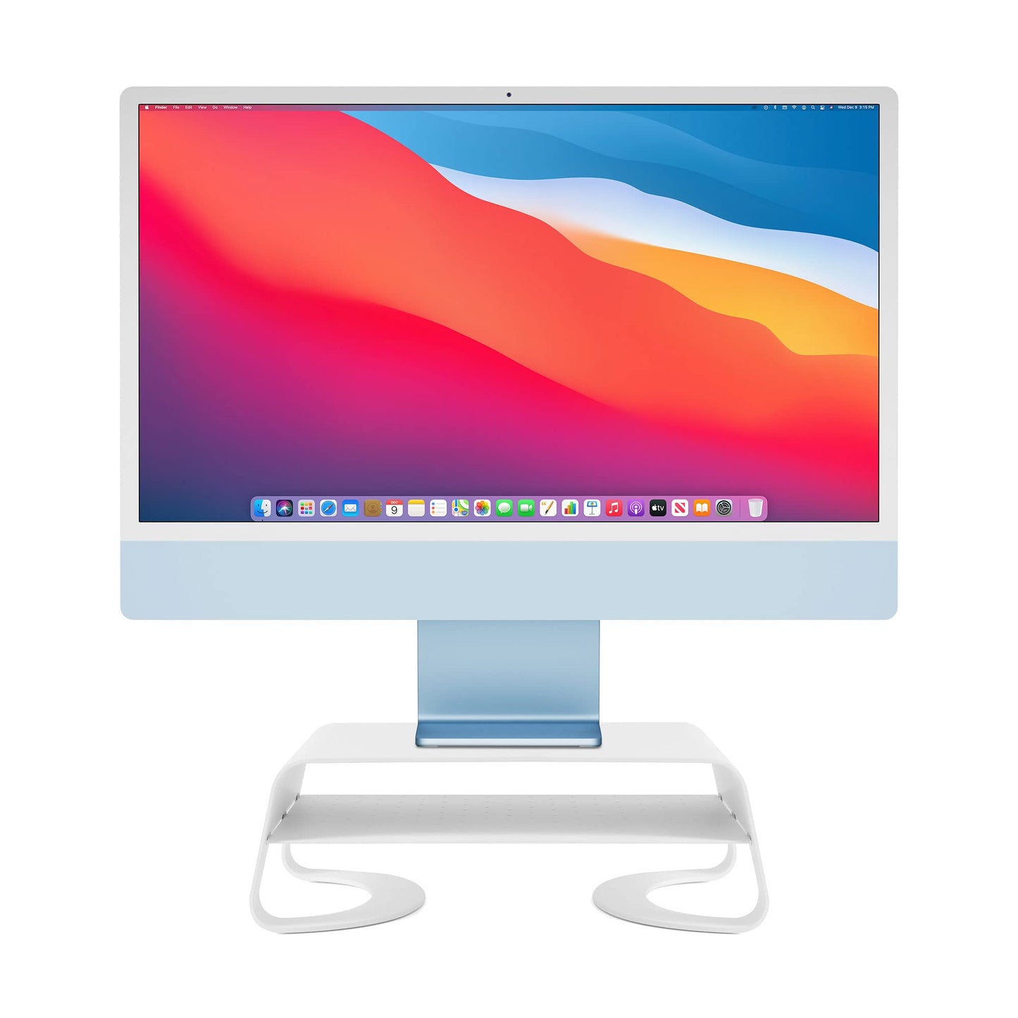 Twelve South Curve Riser Monitor Stand | Ergonomic Desktop Stand with Storage Shelf for iMac and Displays, Matte White