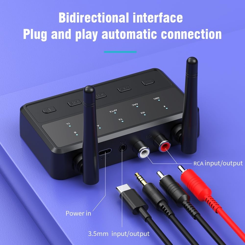 Szyafei Bluetooth 5.4 Receiver for Home Stereo,Low Latency HD Music Audio Bluetooth Adapter, Suitable for Speakers/Wired Speakers/Home Audio Music