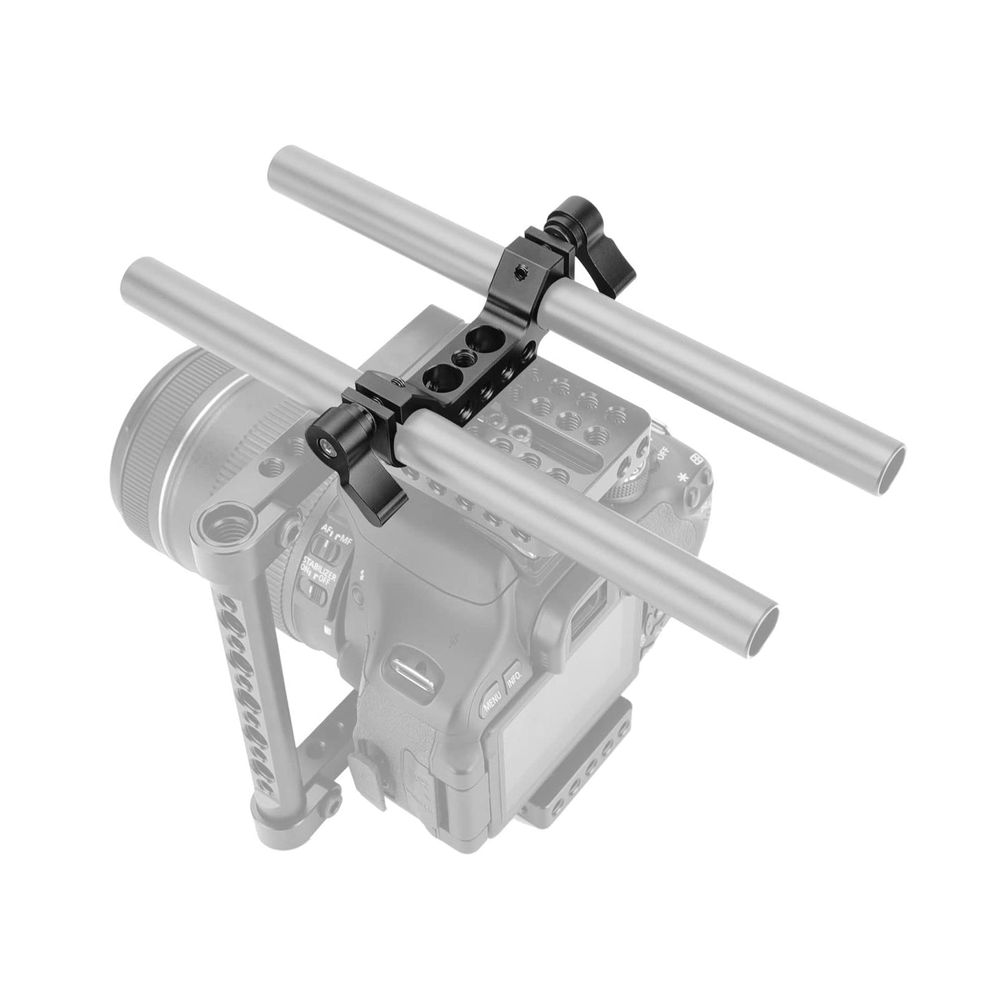 SZRIG 15mm Rail Rod Clamp with 1/4"-20 Thread Black Knob for DLSR Camera Rig Cage Baseplate Photo Studio