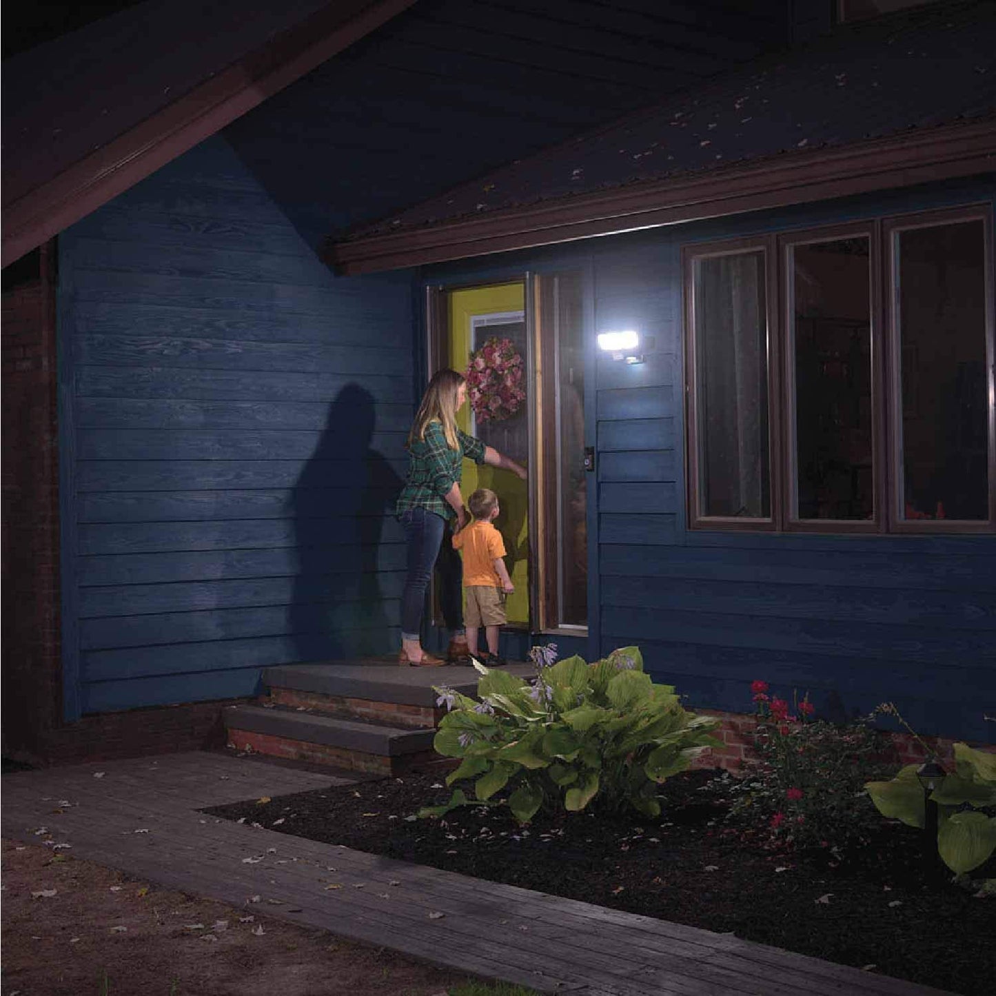 Beams 4100 Lumen 3-Head Outdoor Motion Sensing LED Security Light with Cascading Wall Wash, 1-Pack, Bronze