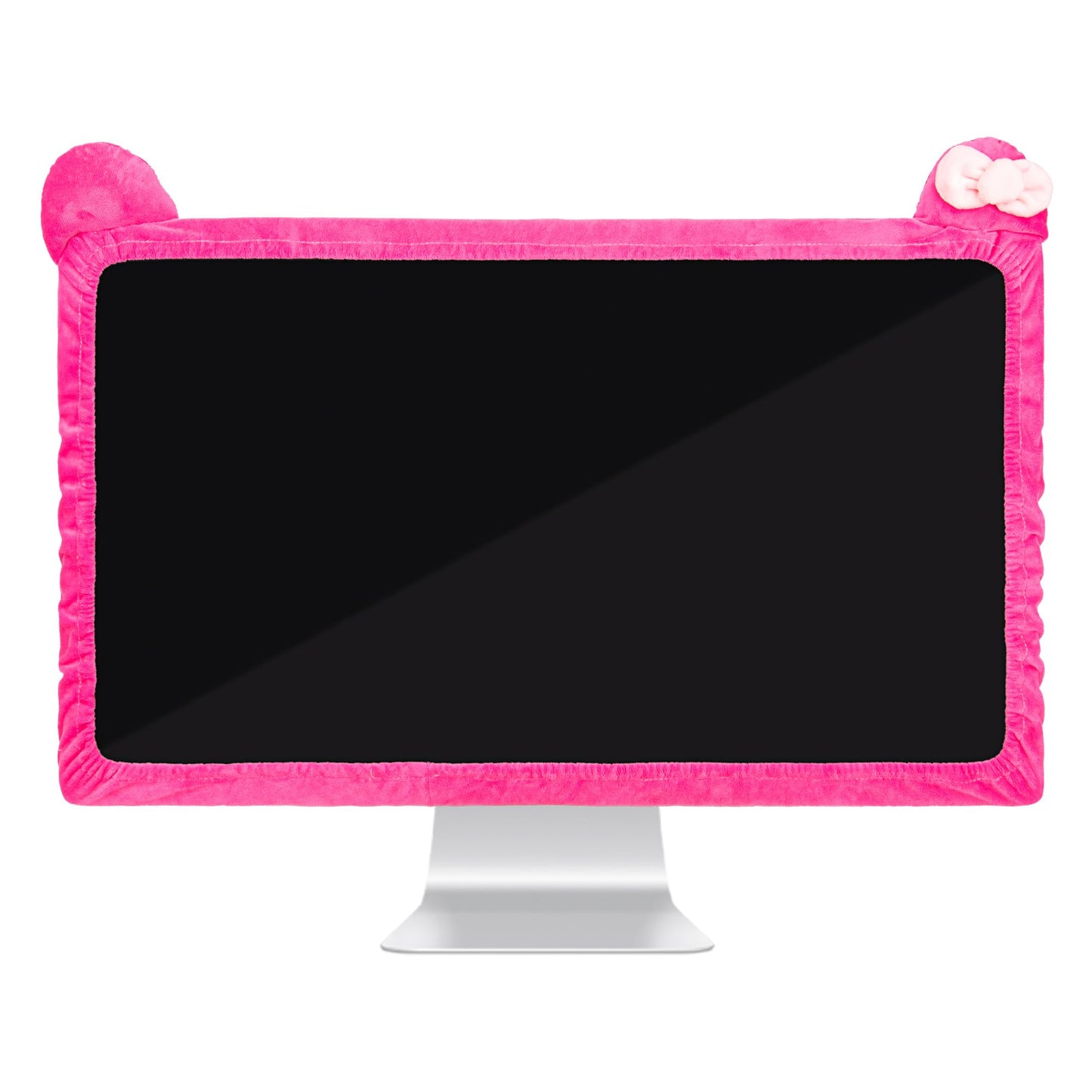 Kingshion 27"-34" Lovely Cute Computer Monitor Cover with Cat Ear Design, Kawaii Display Dust Cover with Furry Design, Elastic Dustproof, Suitable