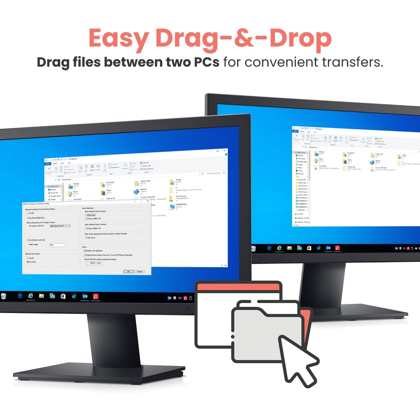 Gearmo 6ft PC Transfer Cable - Built-in Software, No Installation, Unlimited Uses - High Speed USB Transfer Between Computers - Supports Windows
