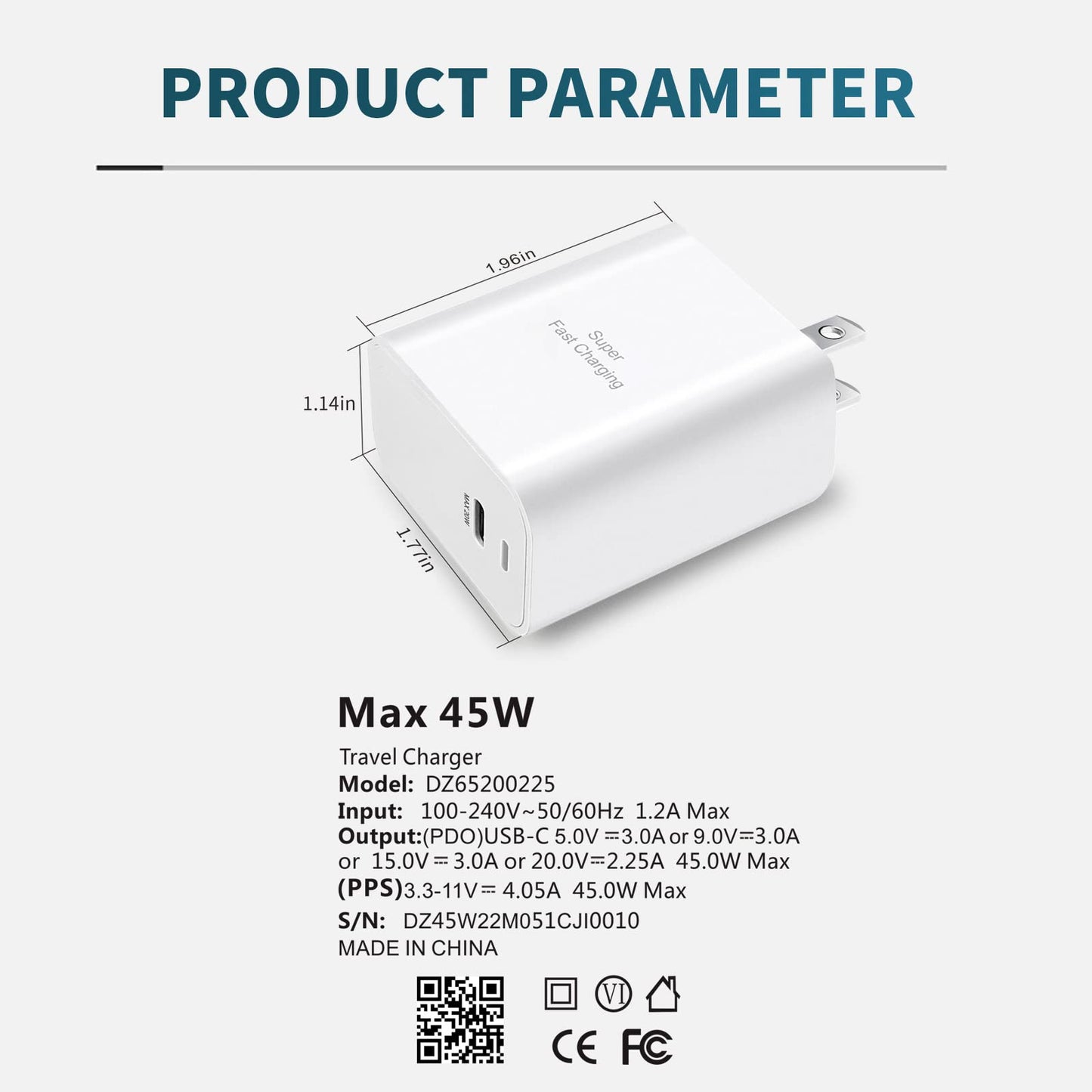 iPhone 16/16 Pro Max Super Fast 45W Type C Charger - 6ft Cable, Galaxy S24 Ultra, iPad Pro Compatible