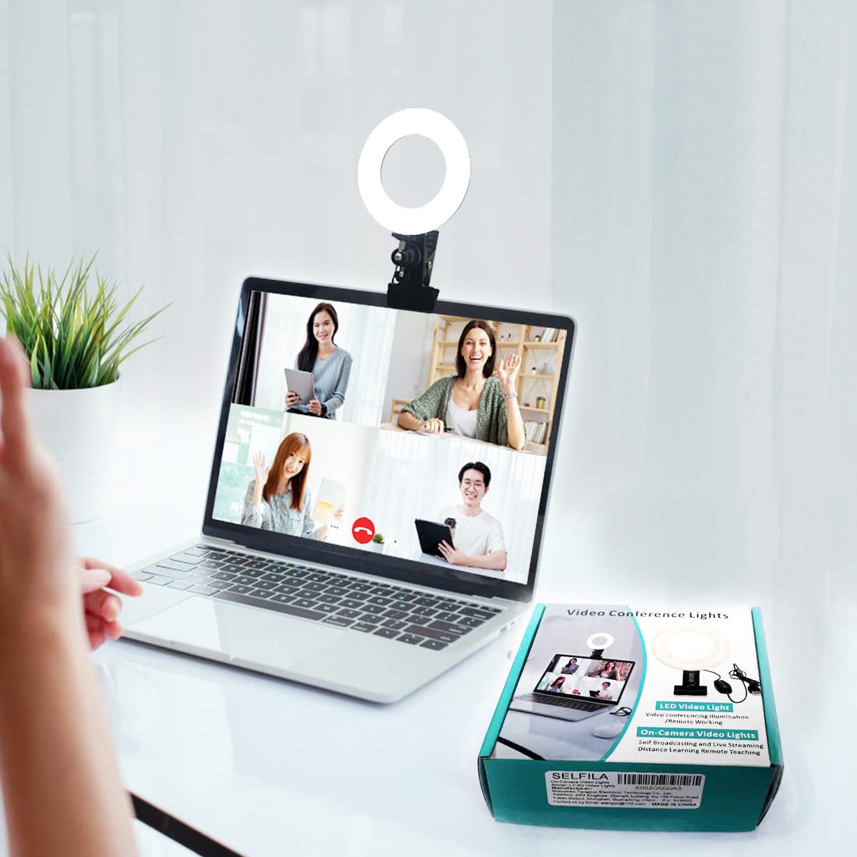 Ring Light Video Conference Lighting Kit 3200k-6500K Dimmable Led Clip on Computer Monitor Laptop Phone for Content Creator (YouTube/TikTok/Twitch)