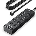 Solidock Flat Plug Power Strip Extension Cord with Multiple Outlets: 20 AC Outlets and 6 USB Ports (2 USB C) Surge Protector, 6Ft, 1875W/15A, 2700