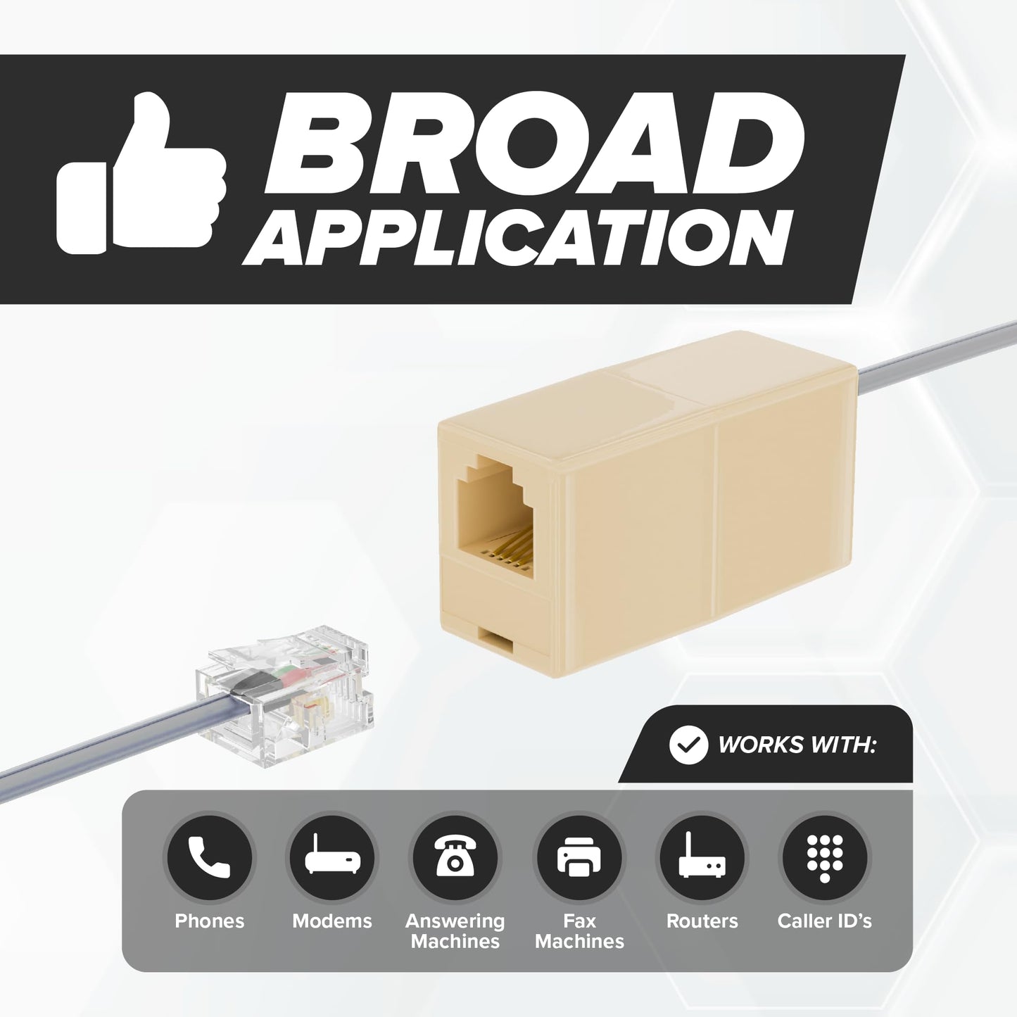 THE CIMPLE CO Phone Cord for Landline, 25 FT, Modular Telephone Extension Line, 2 Conductor (2 Pin, 1 Line) Cable, Works with FAX, AIO, and Other