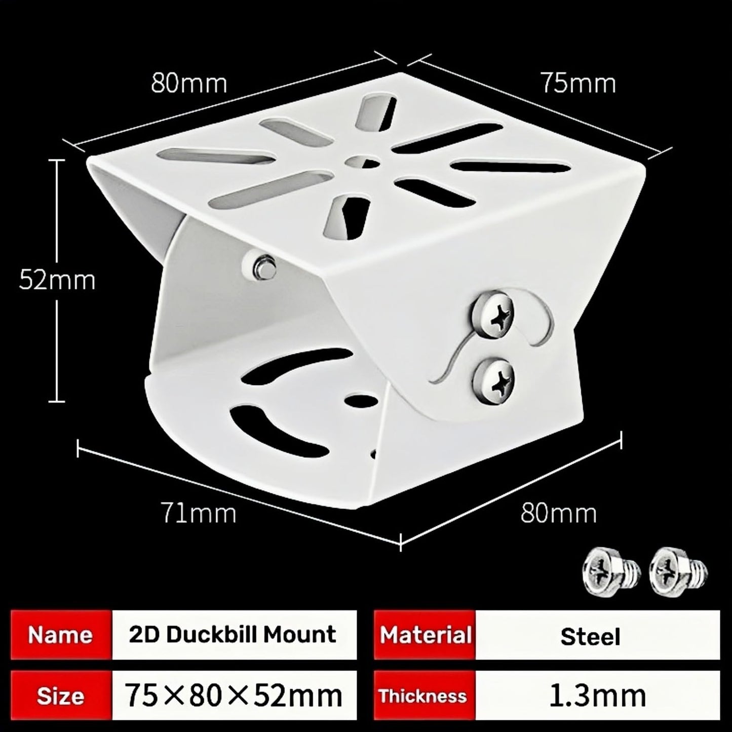 FINXRoll 2 Pack CCTV Security Camera Duckbill Mount Bracket - Heavy Duty Steel Universal Adapter for PTZ/Dome/Bullet Cameras, Wall/Ceiling/Pole