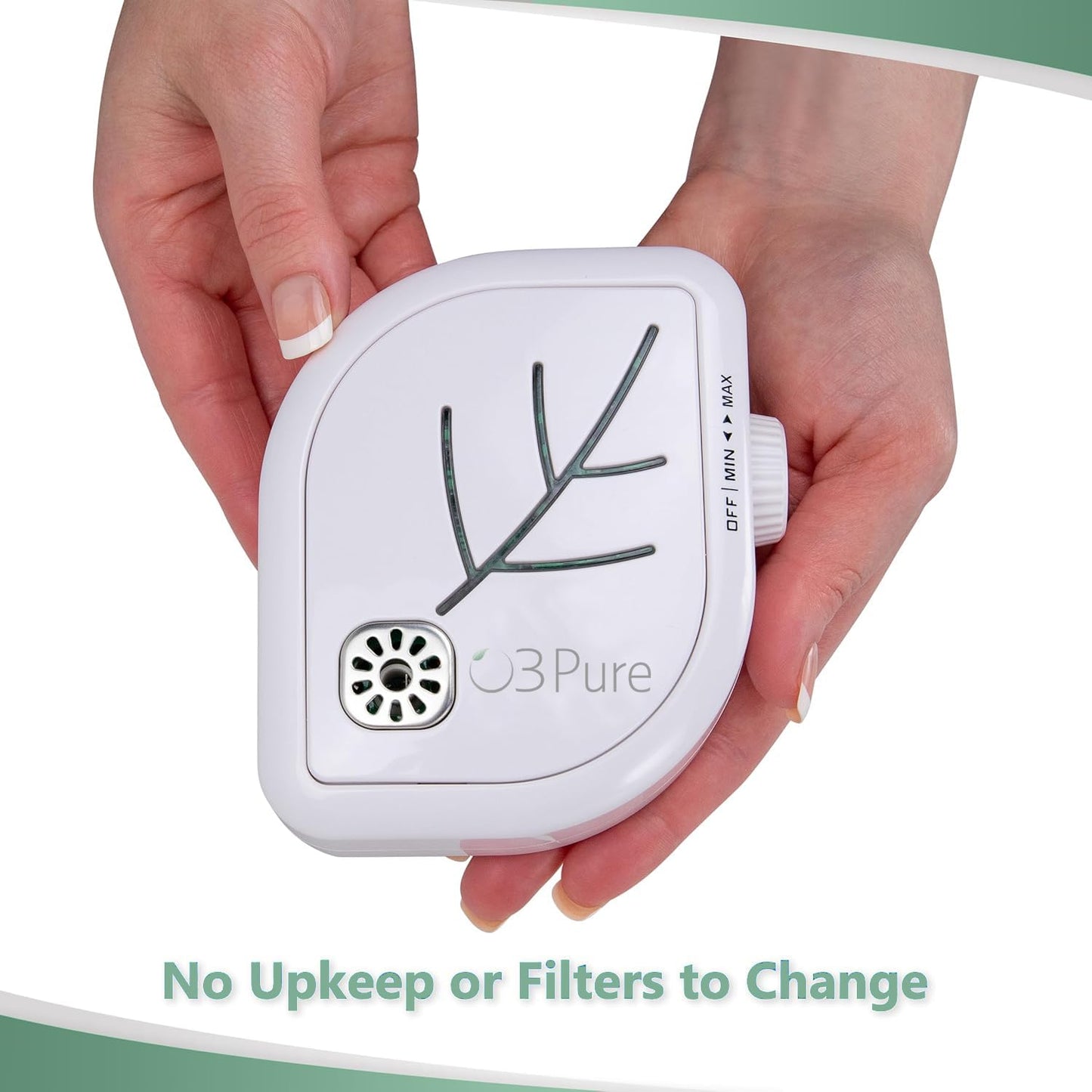 O3 Pure Leaf Wall Plug-In Air Purifier - Room Deodorizer & Mini Adjustable Ozone Generator and Ionizer - The Perfect Air Freshener for the Office