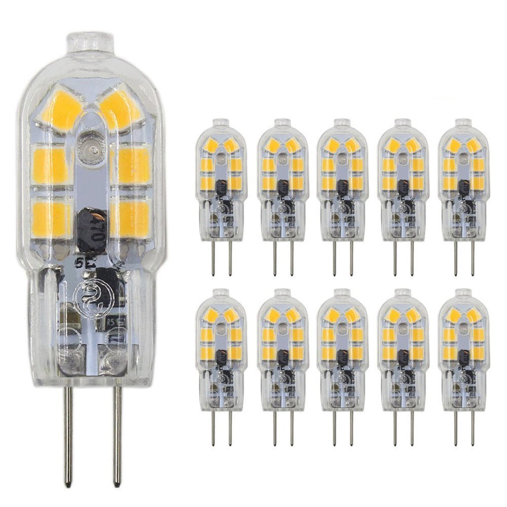 G4 LED Light Bulbs G4 Bi-Pin Base 1.5W (20W Halogen Bulb Equivalent) 12V Warm White 3000K LED Bulbs for Landscape Ceiling Under Counter Puck