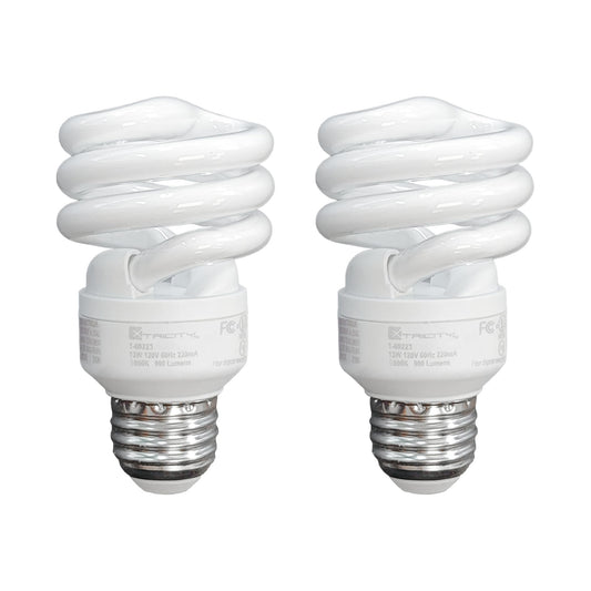 Xtricity Compact Fluorescent Light Bulbs T2 Spiral, E26 Base (2 Pack)