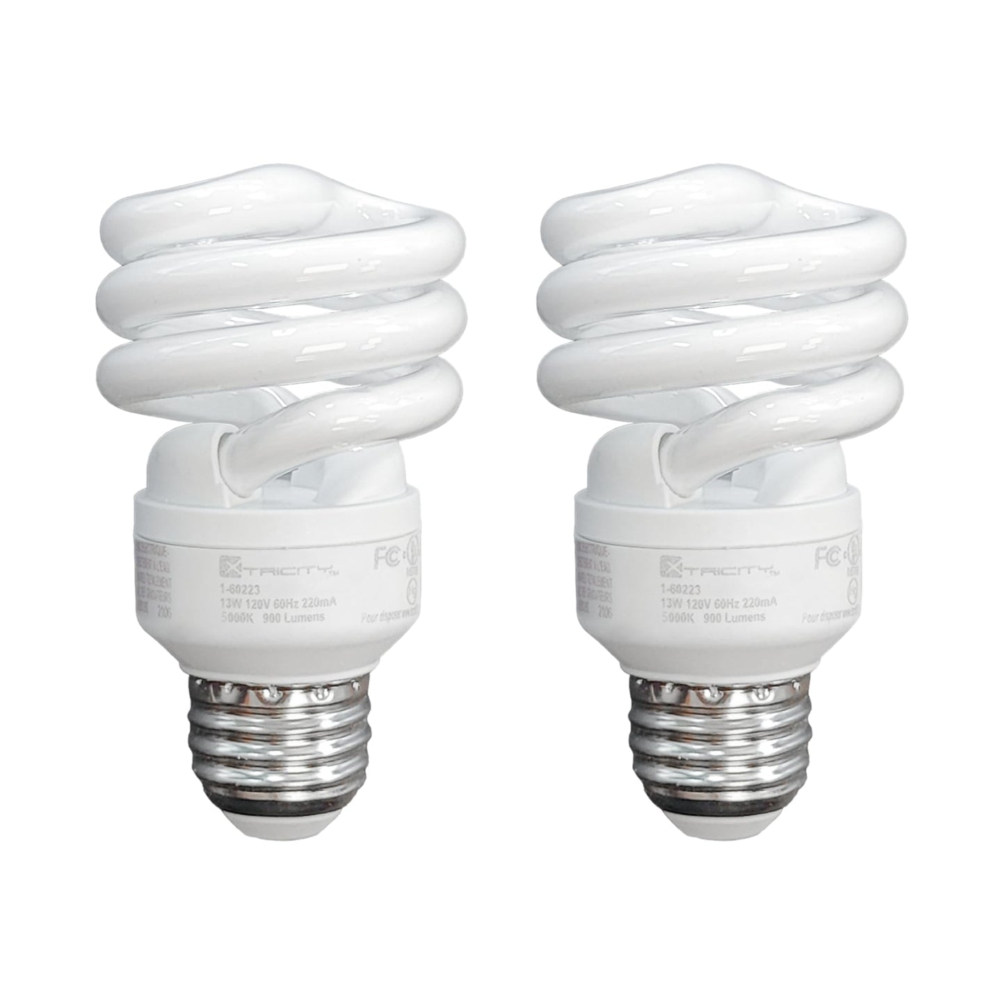 Xtricity Compact Fluorescent Light Bulbs T2 Spiral, E26 Base (2 Pack)
