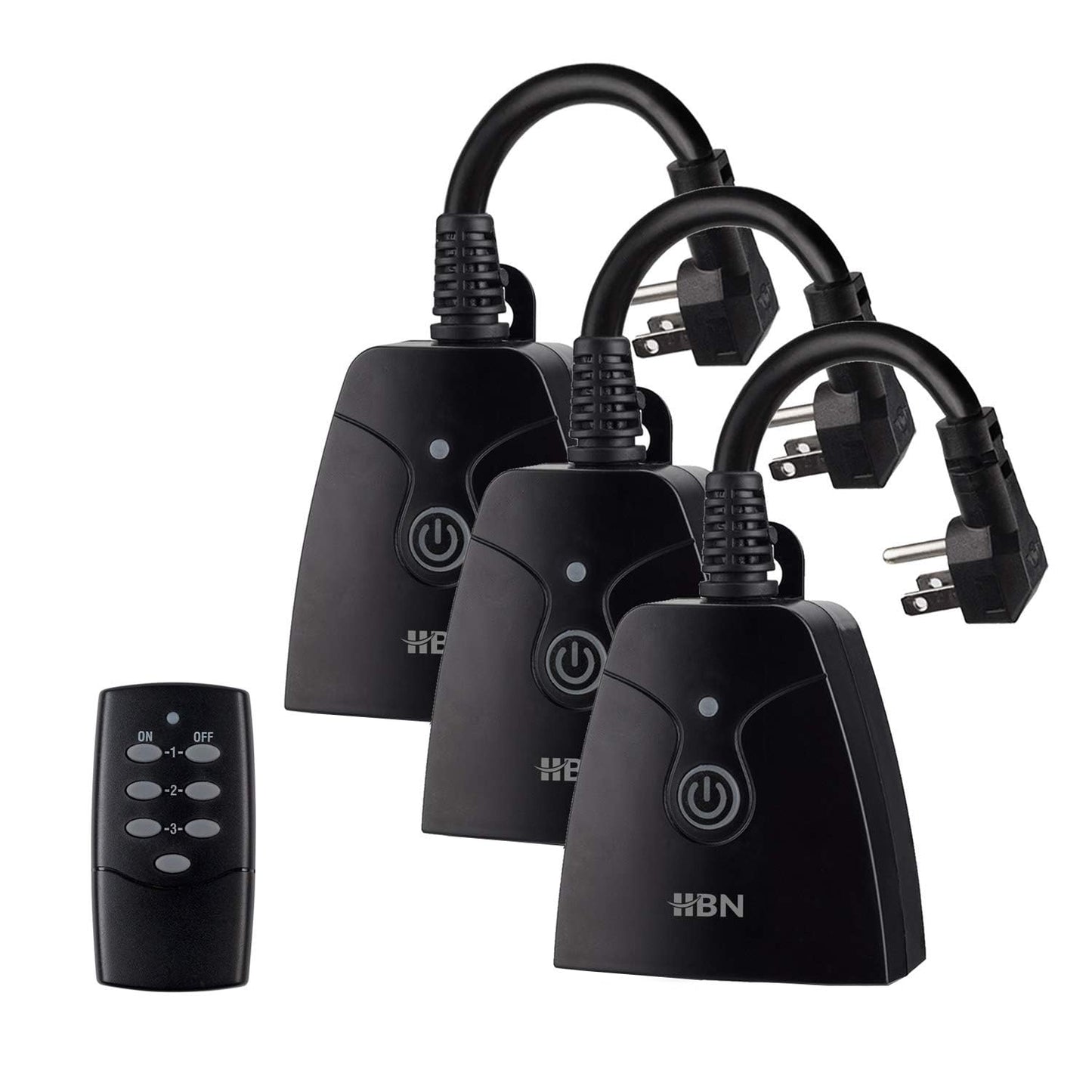 HBN Outdoor Wireless Remote Control Outlet Plug,Weatherproof Heavy Duty Power Strip,Indoor Electrical Plugs for Light Switch,6-inch Cord,100ft Range