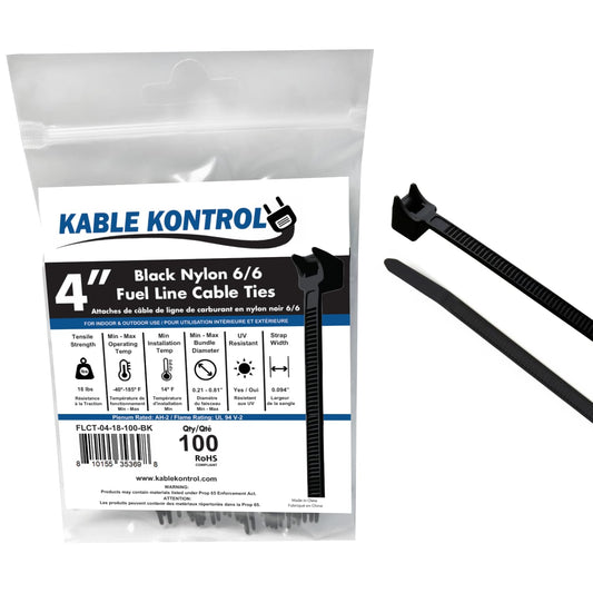 Kable Kontrol Radius Clamp Head Fuel Hose Cable Ties, 4 Inch 100 Pcs, 18 Lbs Tensile Strength, Nylon UV & Chemical Resistant Hose Clamp Zip Ties