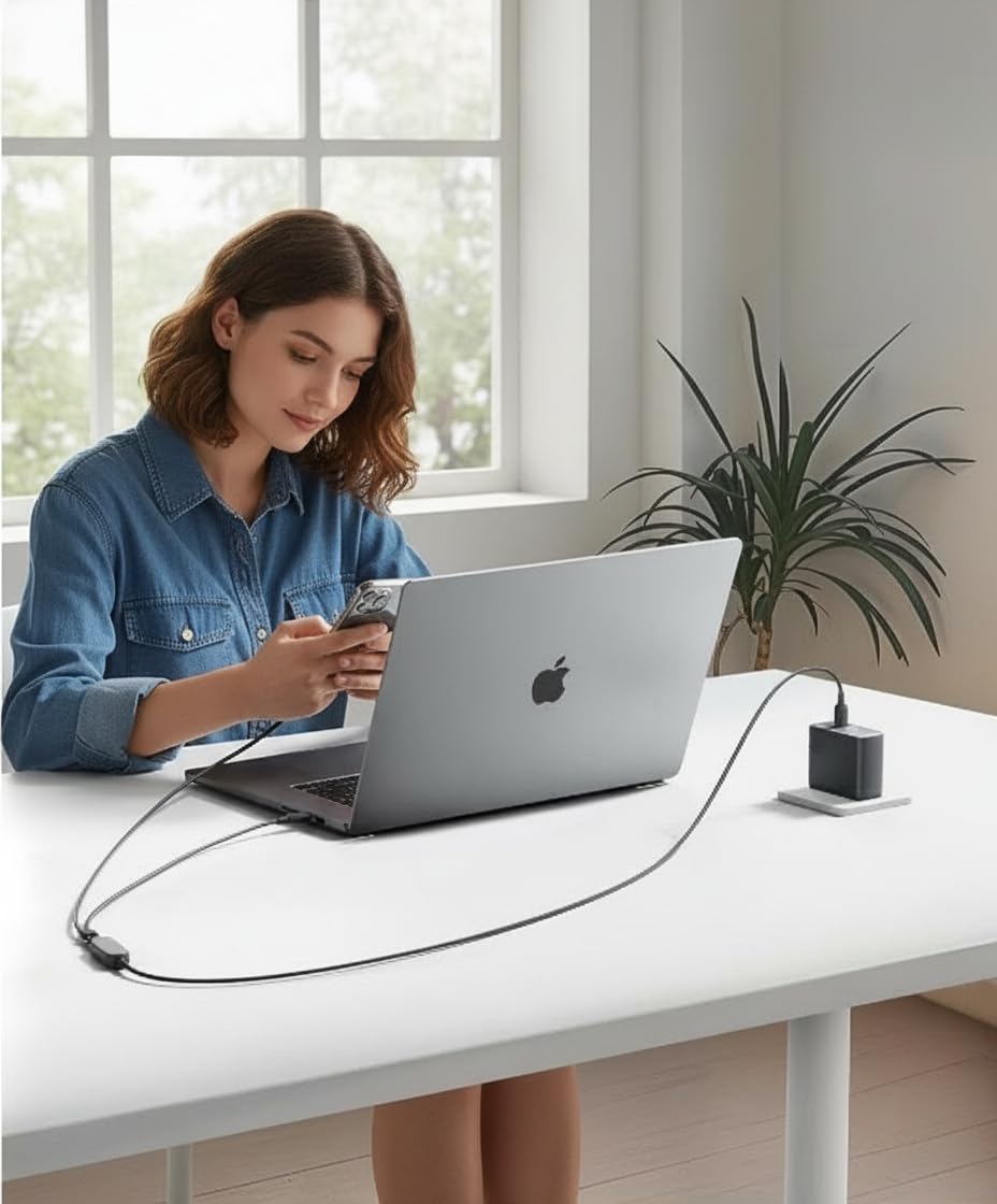 MAGNITTO USB C to USB C Cable 7.5ft 140W Max, 2-in-1 Fast Charging for iPhone 17/17 Pro Max/16 Series,MacBook Air/Pro,and More, Durable Cord