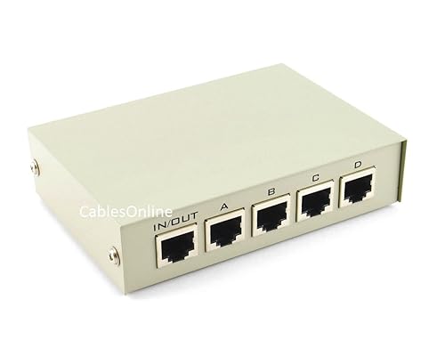 CablesOnline Compact 4-Way RJ45 Ethernet Network Push Button Metal Mini Switch Box (SB-035P)