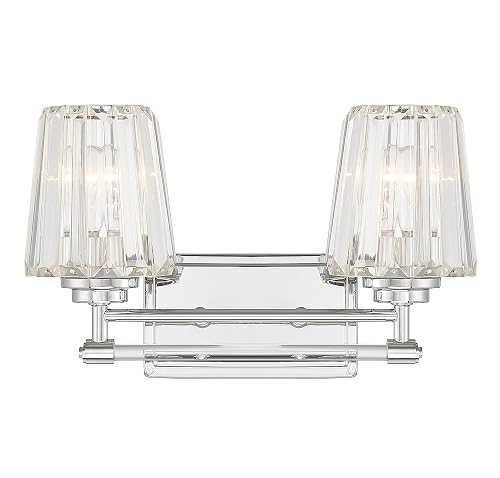 Savoy House 8-6001-2-109 Garnet Crystal Vintage Crystal Clear Bathroom Vanity Wall Light, 2-Light 120 Total Watts, 10" H x 16" W, Polished Nickel