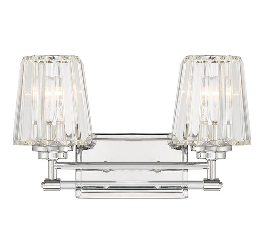 Savoy House 8-6001-2-109 Garnet Crystal Vintage Crystal Clear Bathroom Vanity Wall Light, 2-Light 120 Total Watts, 10" H x 16" W, Polished Nickel