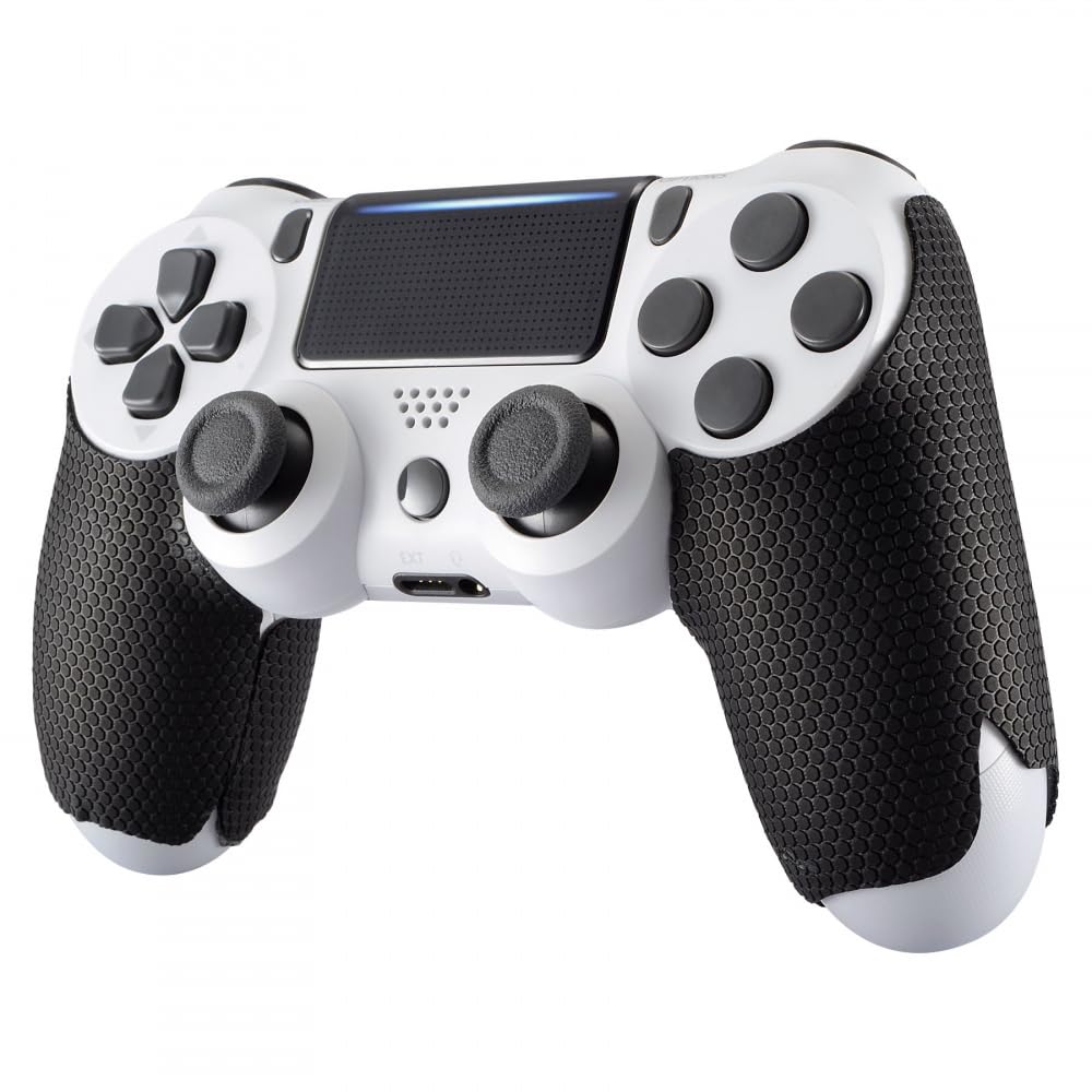 eXtremeRate Black Anti-Skid Sweat-Absorbent Controller Grips for ps4 Controller, Professional Textured Soft Rubber Handle Grips for ps4 Slim Pro