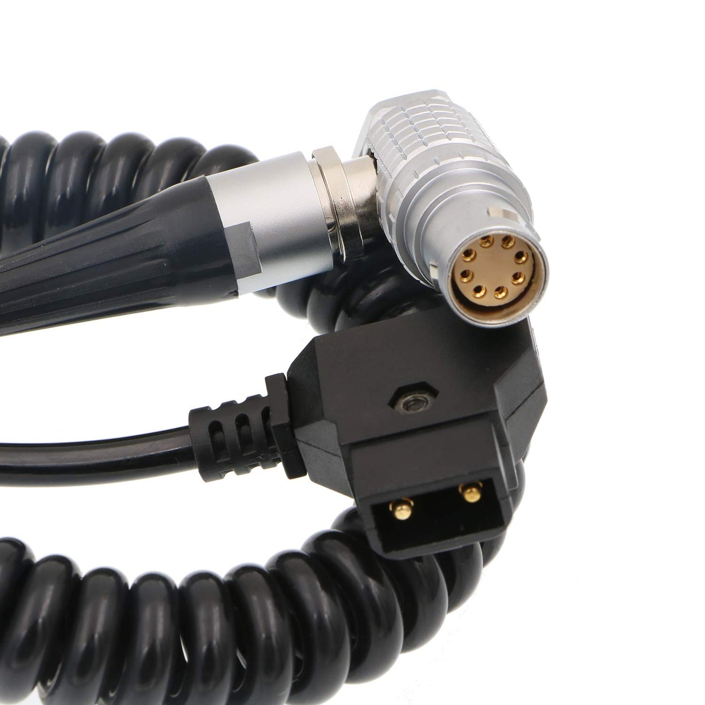 Alvin's Cables Arri Alexa Mini Camera Coiled Power Cable 8 Pin Female Right Angle to D Tap
