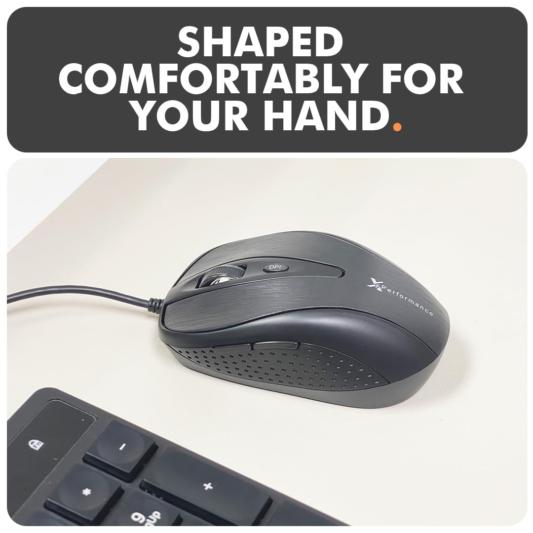 X9 Wired Keyboard and Mouse Combo | USB Mouse and Keyboard (Mouse Pad Included) Ergonomic Full Size Corded Computer Keyboard and Mouse for PC Windows