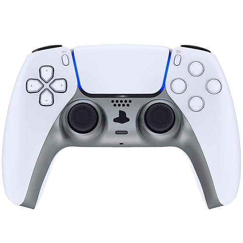 eXtremeRate Metallic Steel Gray Decorative Trim Shell Compatible with p s 5 Controller, DIY Replacement Clip Shell, Custom Plates Cover Compatible