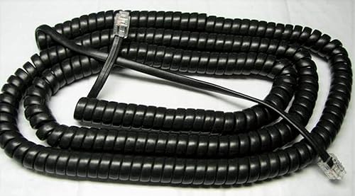 DIY-BizPhones 5-Pack Flat Black 25' Ft Long Handset Cords Compatible with Yealink IP Phone SIP T4 T4S T5 T5S Series T40P T41P T41S T42P T46G T48G T48S