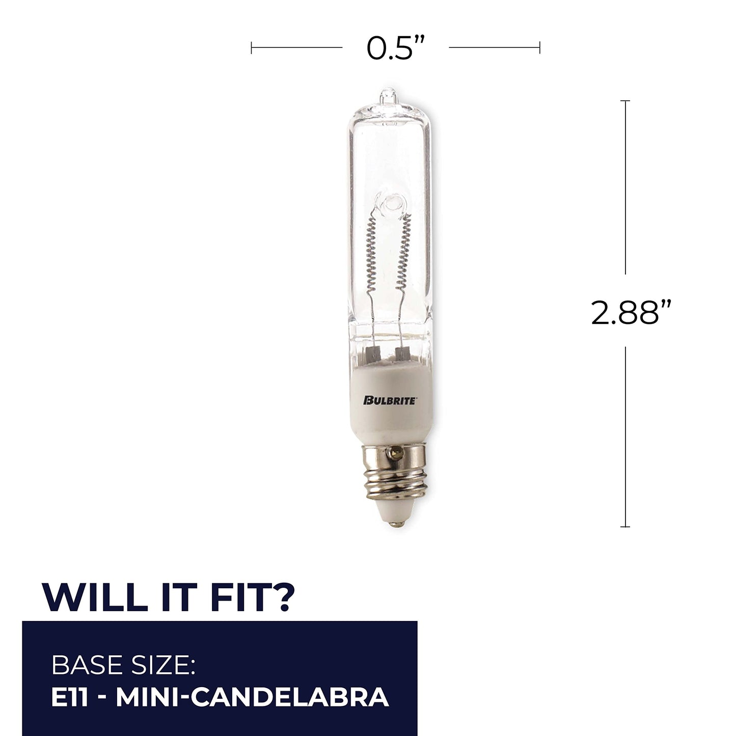 Bulbrite Halogen T4 Q250CL/MC 120-Volt Halogen JD Type Mini-Candelabra E11 Bulb,250-Watt,Clear