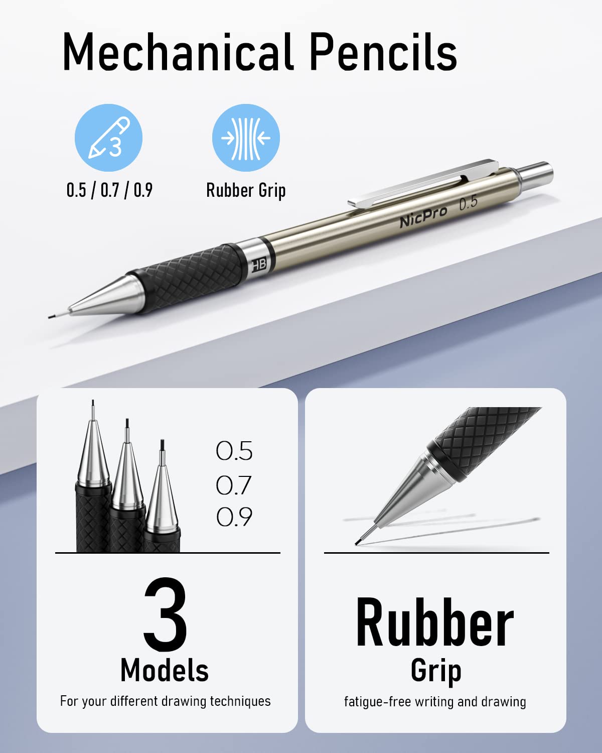 Nicpro 6PCS Art Mechanical Pencil Set