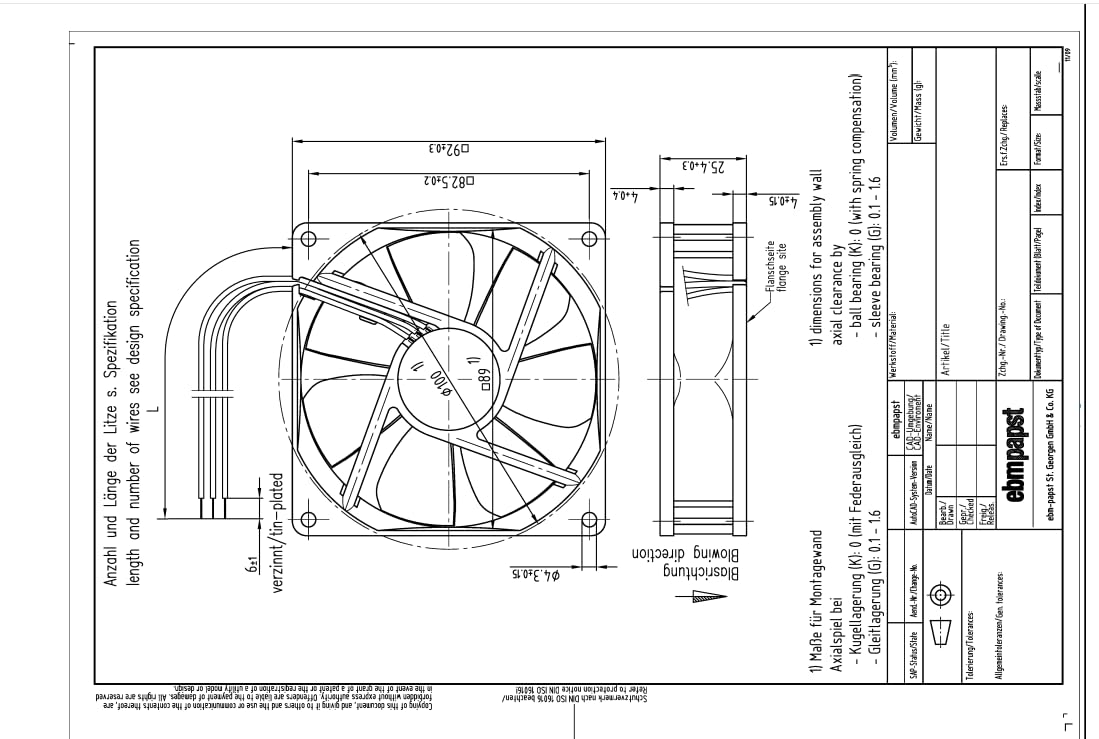 3418N Axial Fan 48VDC 51mA 2.4W 3100RPM Cooling Fan