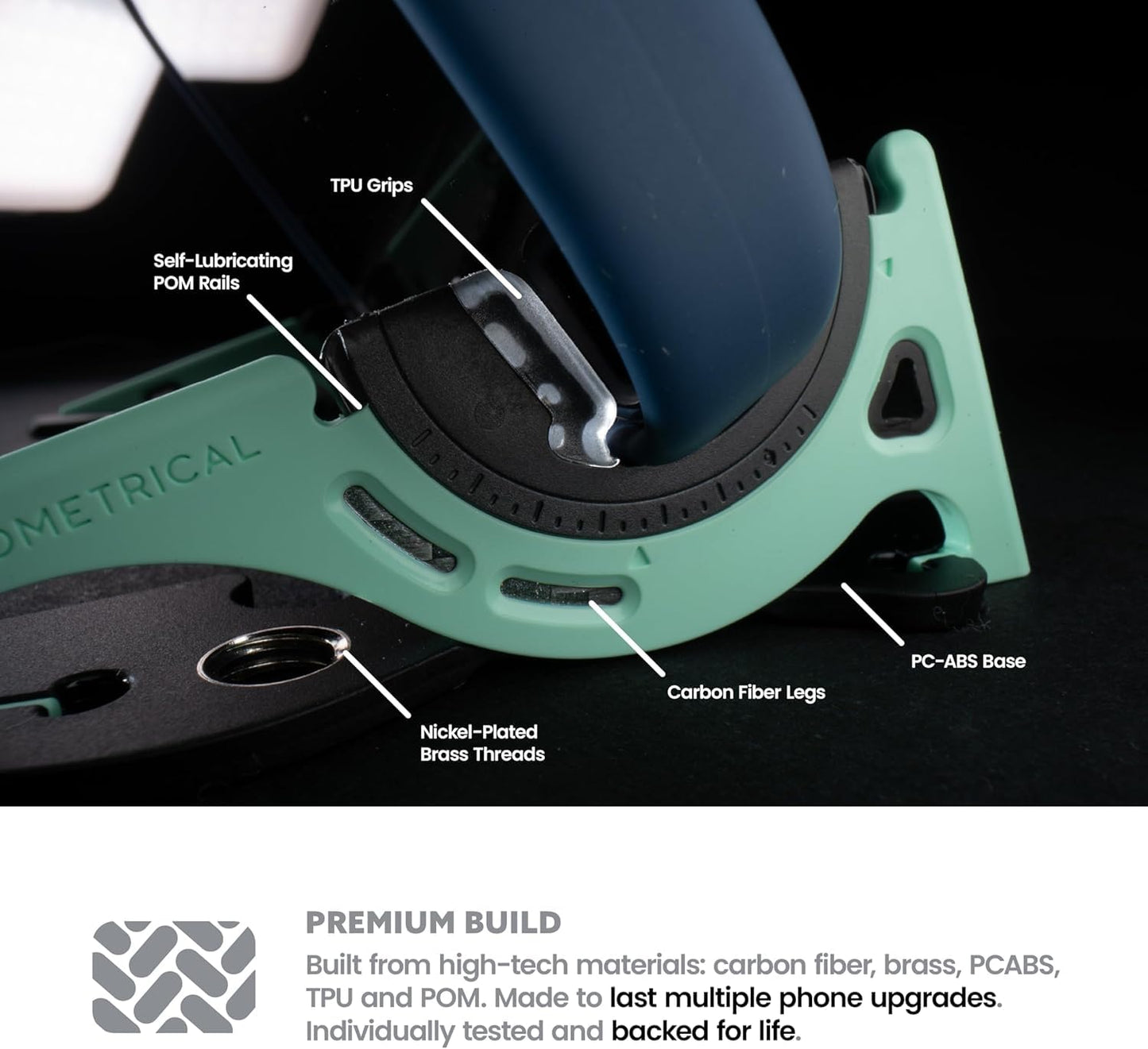GEOMETRICAL Pocket Tripod PROv2 - Card-Size Stand, for iPhone, Jasper Green Universal Kit
