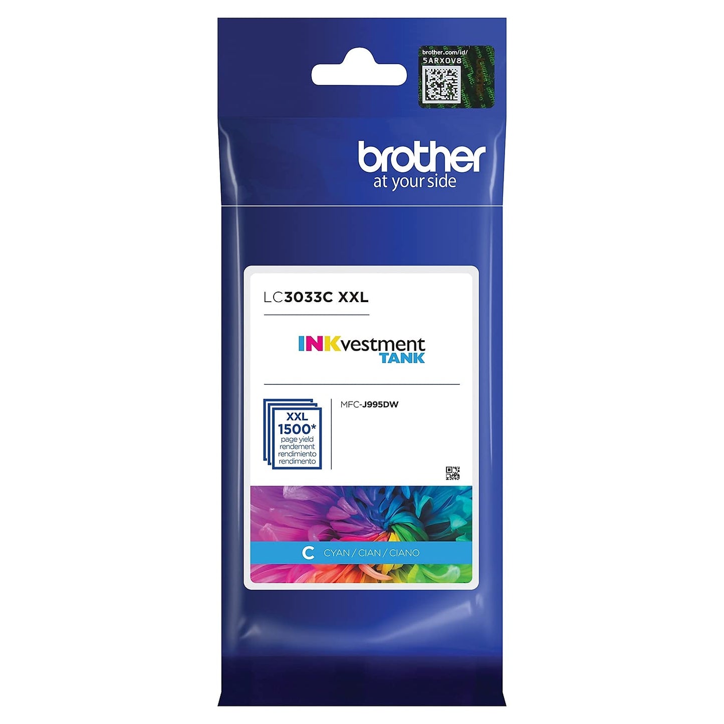 Brother Genuine LC3033C, Single Pack Super High-Yield Cyan INKvestment Tank Ink Cartridge, Page Yield Up to 1,500 Pages, LC3033, Amazon Dash