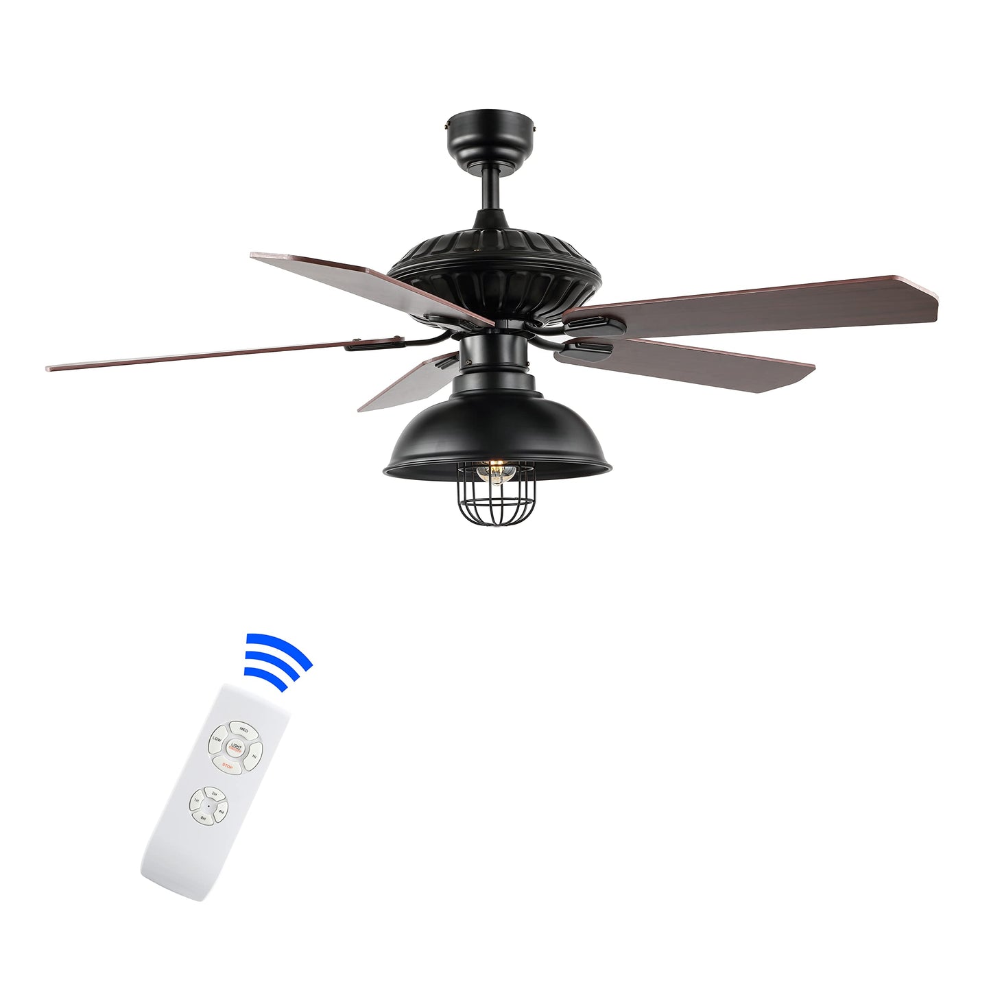 JONATHAN Y Ashton 52" 1-Light Farmhouse Metal Ceiling Fan, Black