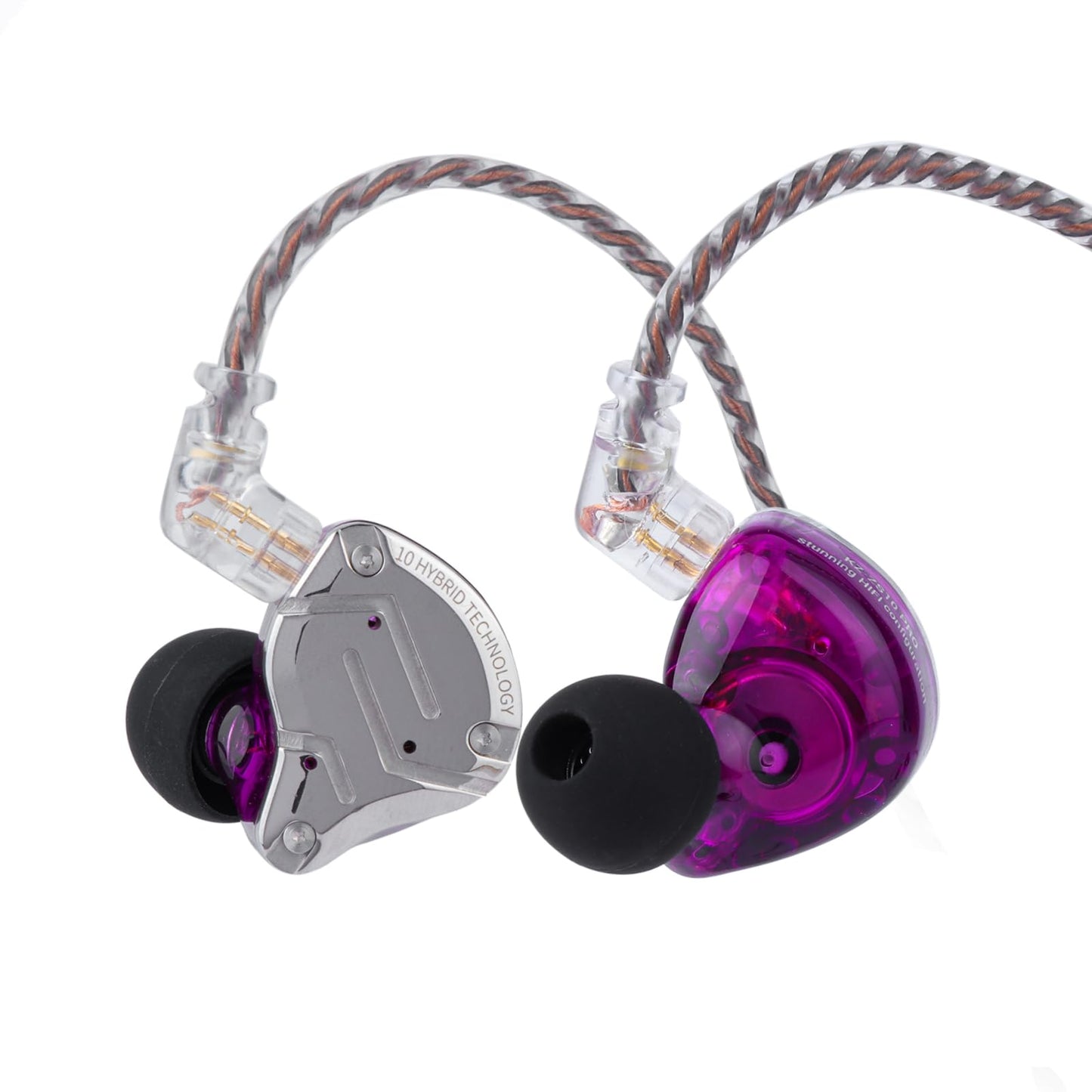 Linsoul KZ ZS10 Pro, 4BA+1DD 5 Driver in Ear Monitor, HiFi Wired Earbuds, Gaming Earbuds, Hybrid IEM Earphones with Stainless Steel Faceplate