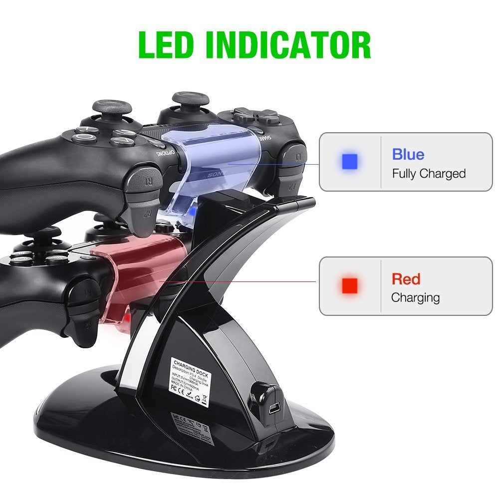 Controller Charger Dock Station for PS4, Controller Charger for PlayStation 4 - Fast Charging Station for 2 Controllers, Replacement Charging Dock