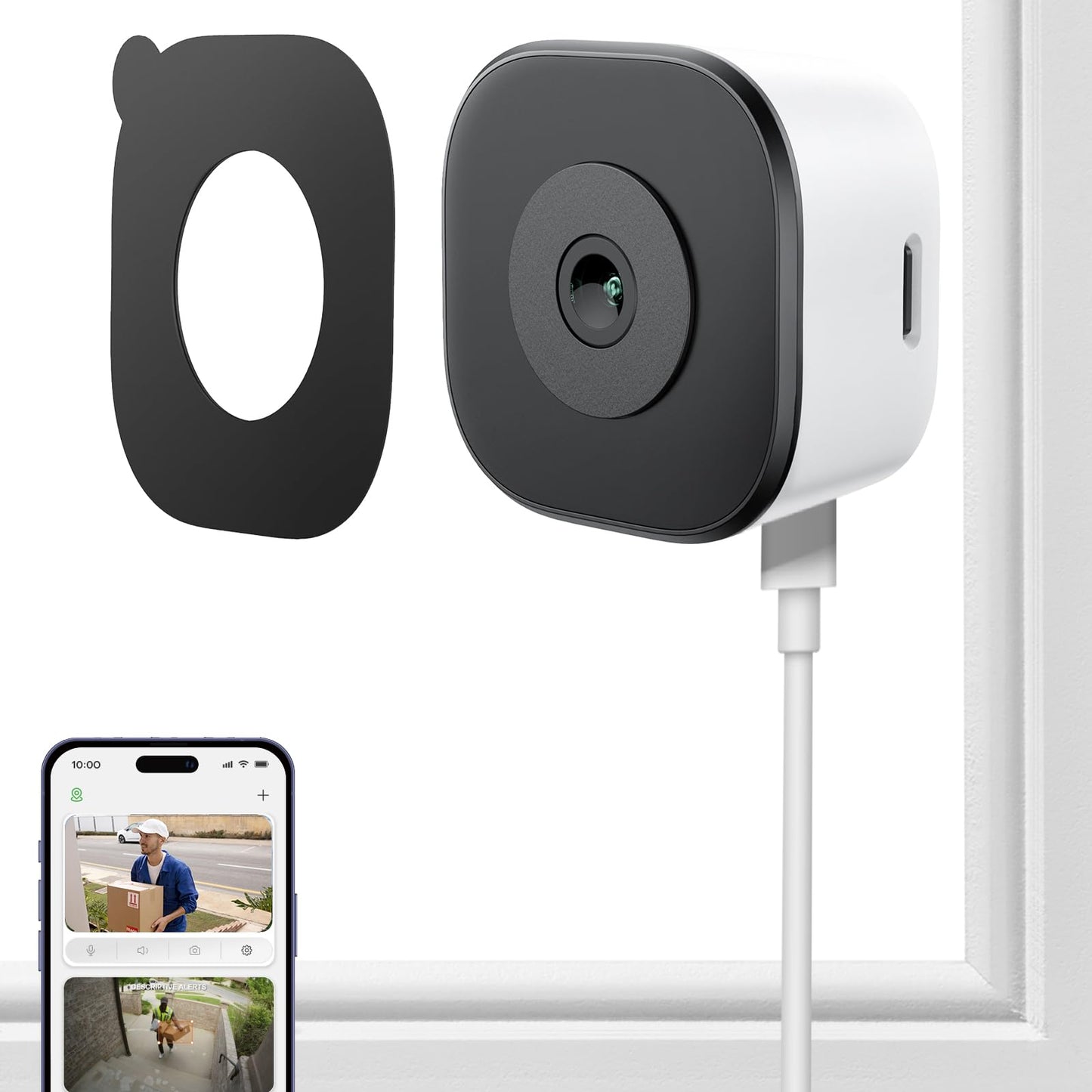 HomiQ 5MP 3K Window Camera for Home Security, 5G&2.4Ghz WiFi Human Detection Alert, AI Full Color Night Vision with Anti-Glare-Reflection 24/7 Events