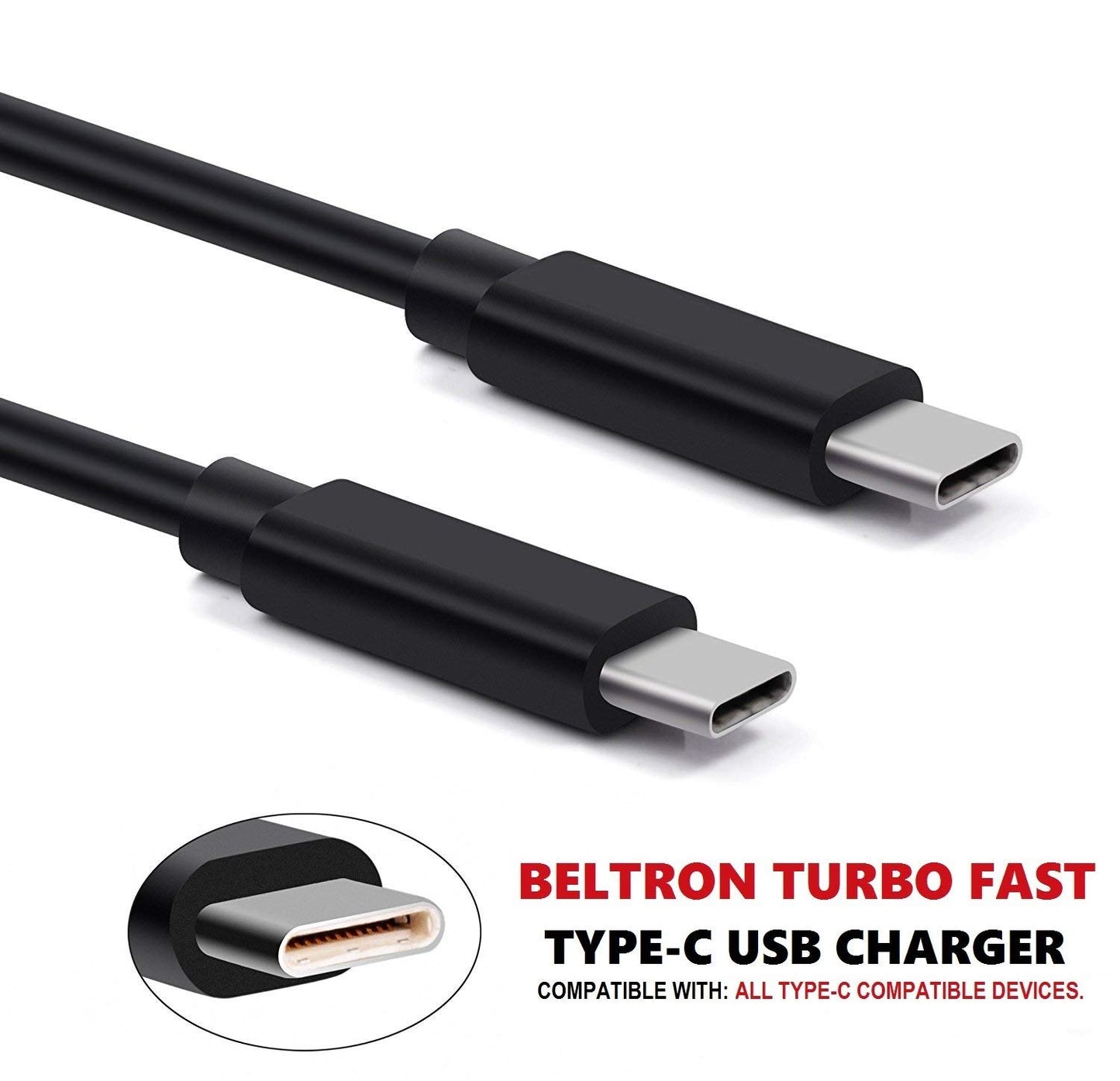 BELTRON Turbo Fast Type-C USB Wall Charger 5V / 3 AMP 45W with Built-in Cable, Compatible with iPhone 17/iPhone 16 Series, Galaxy S24/S25/S26 Series