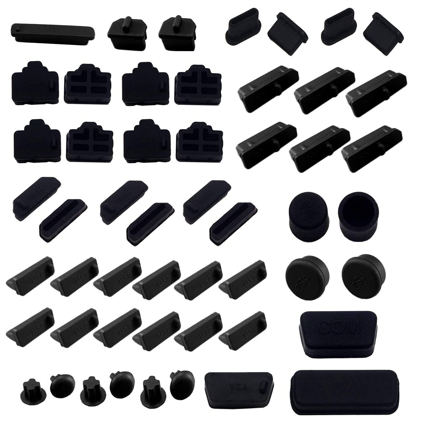 LAMPVPATH 52 PCS Anti-dust Plugs Laptop Port Dust Plugs, Commonly Used 13 Types of Laptop Computer Port Dust Covers Stoppers (52 PCS in 13 Commonly