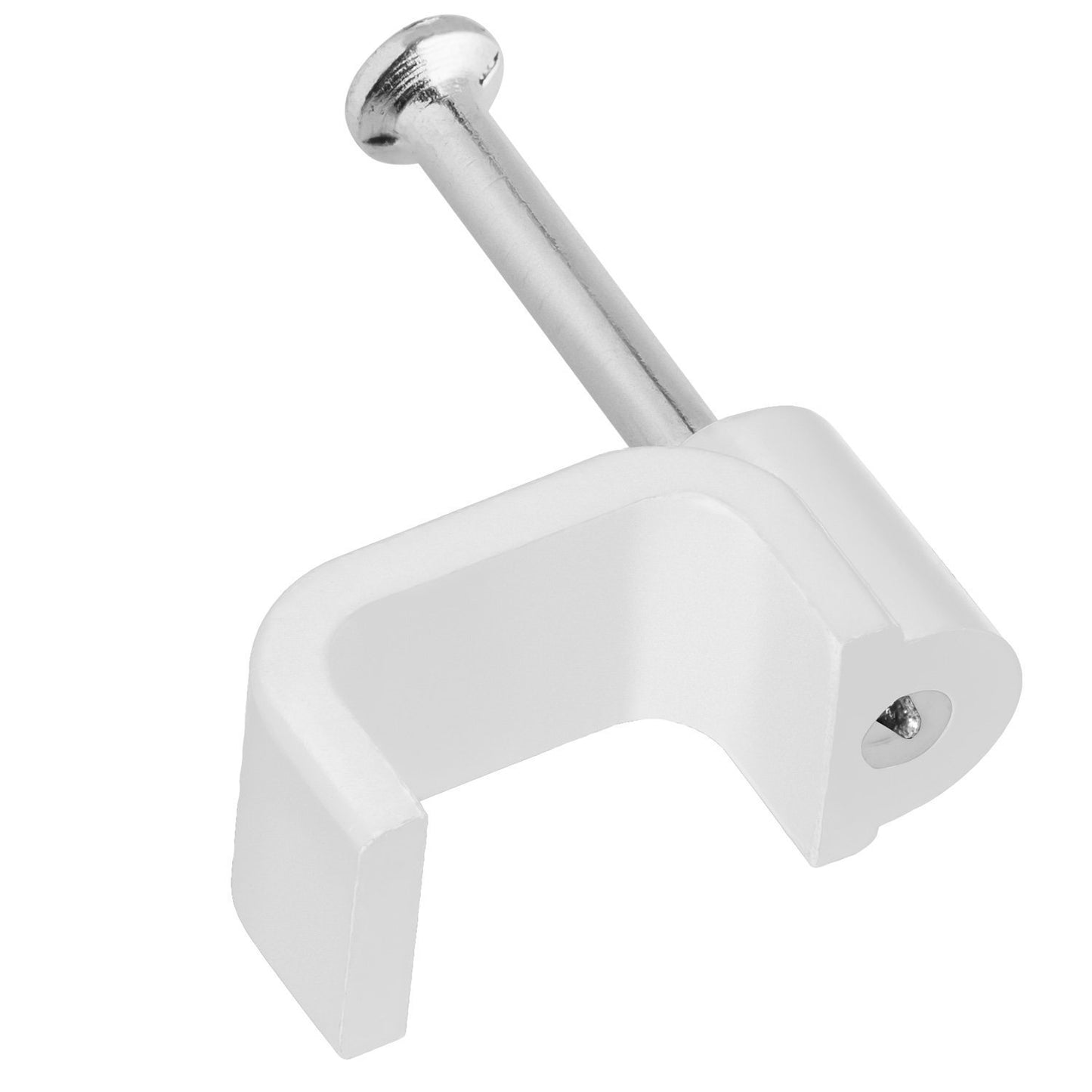 Maximm Cable Management Clips, Square Style for Flat Cables, White - 400 pcs - 6mm + 7mm + 8mm + 10mm with Steel Nails