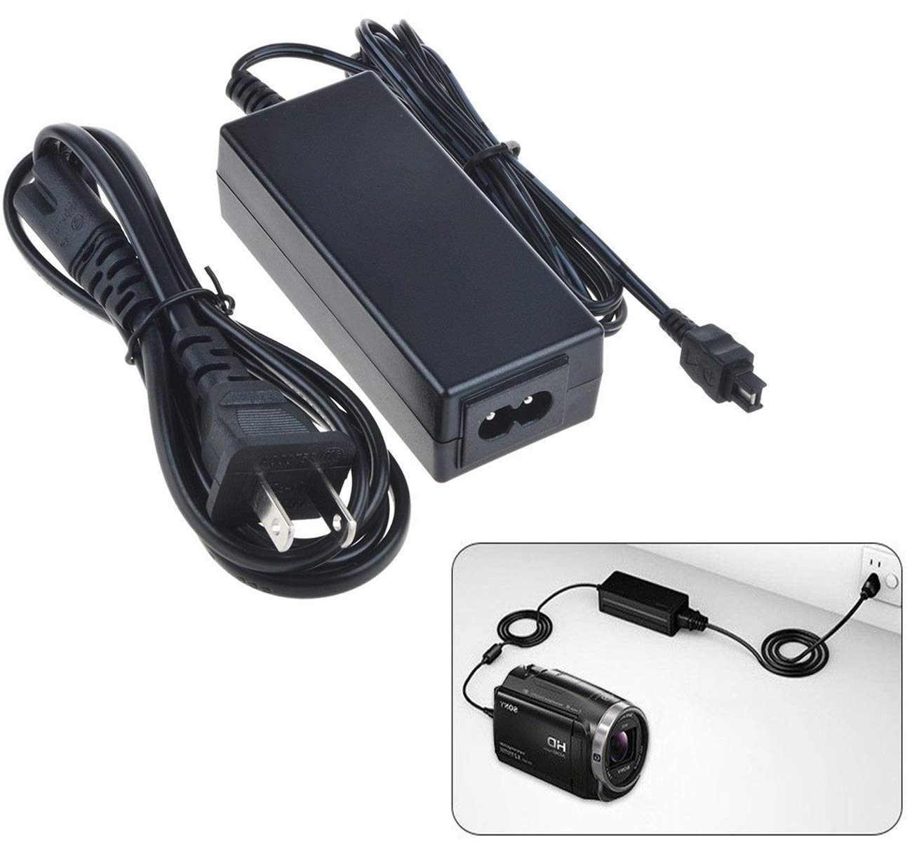AC Power Adapter Charger for Sony HDR-CX160, HDR-CX170, HDR-CX180, HDR-CX190 Handycam Camcorder