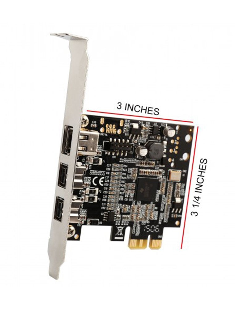 Syba Low Profile PCI-Express Firewire Card with Two 1394b Ports and One 1394a Port (2B1A), TI Chipset, Extra Regular Bracket SD-PEX30009