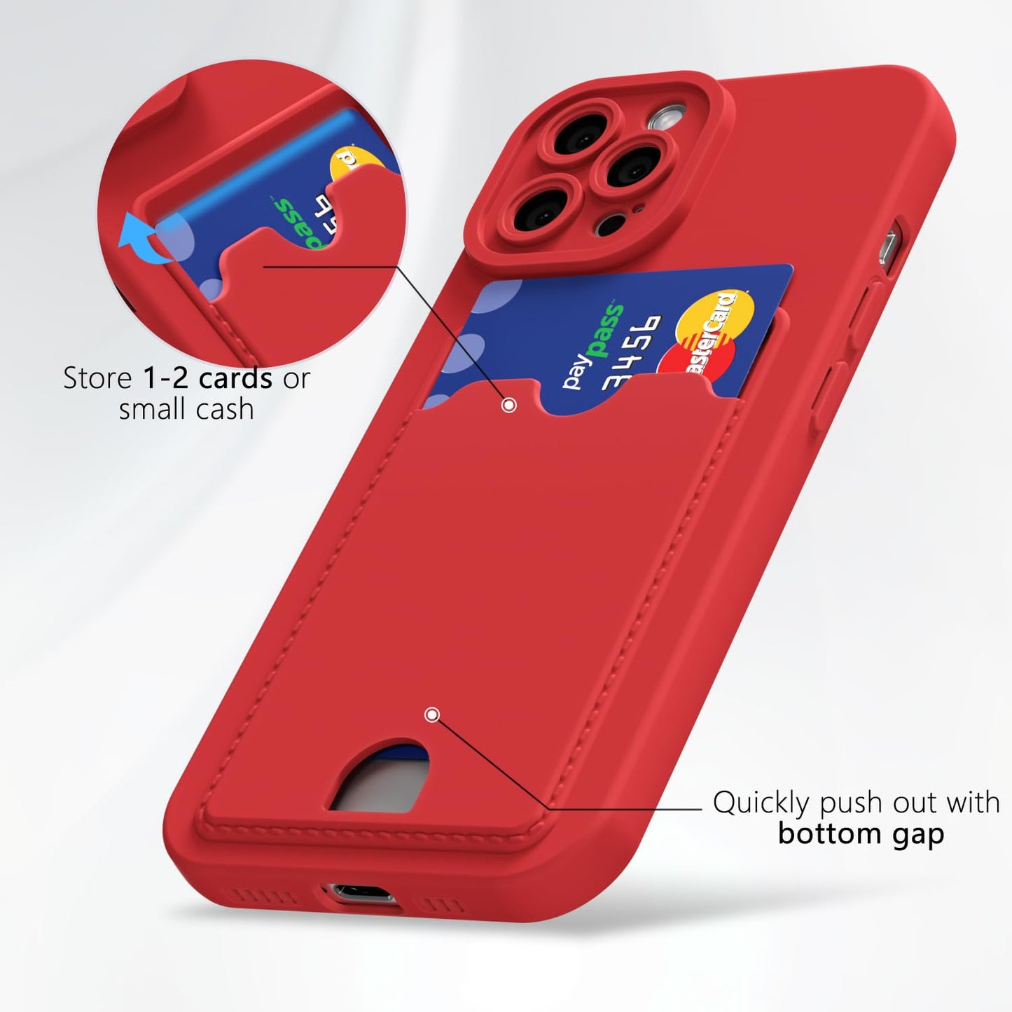 oakxco for iPhone 12 Pro Case with Card Holder, Cute Silicone Wallet Phone Case with Credit Card Slot, Soft Rubber Thin Slim Purse for Women Men