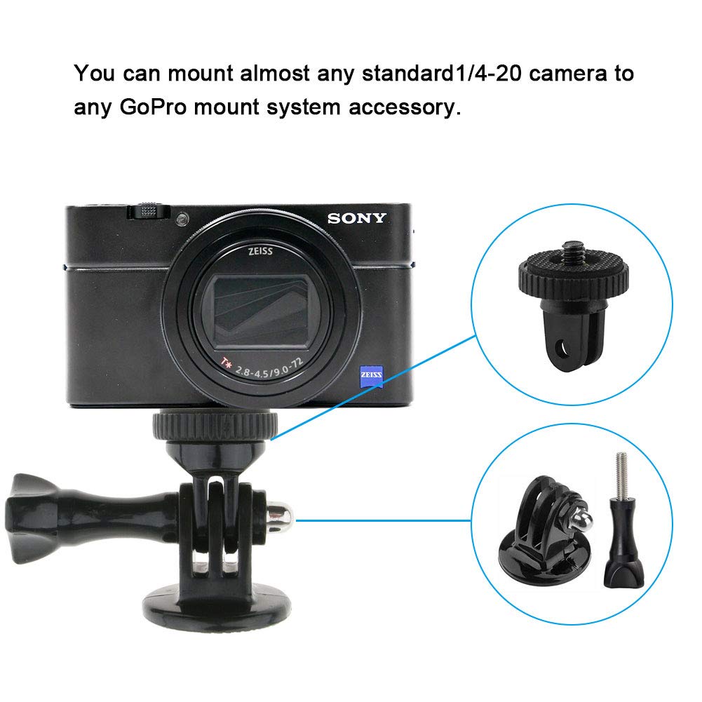 Alsukeay Tripod Adapter Mount with 1/4" Screw Camera Adapter Compatible with GoPro Hero 10 9 8 7 6 5 4 3 3+ 2 1 Session Black Silver SJ4000 SJ5000