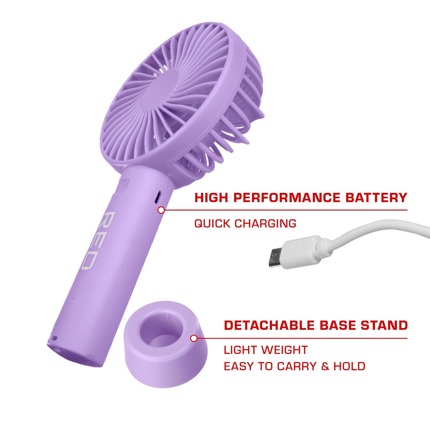 Red by Kiss Handheld Fan, Mini Portable Personal Desk Fan with USB Rechargeable, 3 Speed Long Lasting Powerful Small Fan for Makeup Travel Home Office
