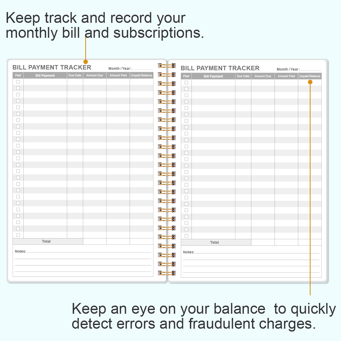 Bill Payment Tracker Notebook - Monthly Bill Organizer & Planner for Personal Budgeting Financial, Payments Checklist Organizer, 5.8" x 8.5", Blue